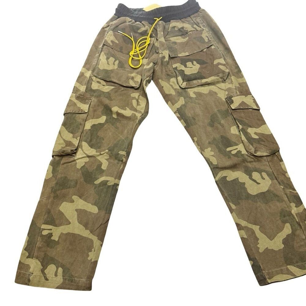 MNML Contrast Taped Cargo Pants Small Camo Utility Streetwear Joggers NWT